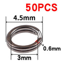 50pcs/lot Stainless Steel Split Ring Diameter from 4mm to 12mm Heavy Duty Fishing Double Ring Connector Fishing Accessories