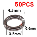 50pcs/lot Stainless Steel Split Ring Diameter from 4mm to 12mm Heavy Duty Fishing Double Ring Connector Fishing Accessories