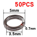 50pcs/lot Stainless Steel Split Ring Diameter from 4mm to 12mm Heavy Duty Fishing Double Ring Connector Fishing Accessories