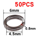50pcs/lot Stainless Steel Split Ring Diameter from 4mm to 12mm Heavy Duty Fishing Double Ring Connector Fishing Accessories