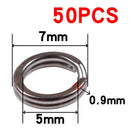 50pcs/lot Stainless Steel Split Ring Diameter from 4mm to 12mm Heavy Duty Fishing Double Ring Connector Fishing Accessories