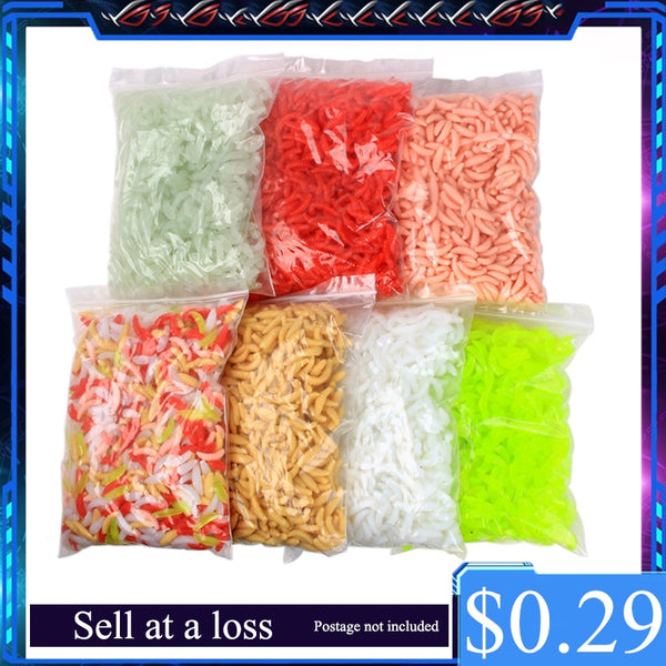 2021 Fishing lure Promotion 50PCS 2cm 0.3g Maggot Grub Soft Fishing Lure Hooks Smell Worms Glow Shrimps Fish Lures hot sale set
