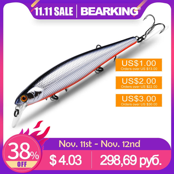 Bearking  4" 112mm 4-1/2” 97mm depth 3-4ft 1-1.2m fishing lures hard bait 10color for choose minnow quality professional minnow