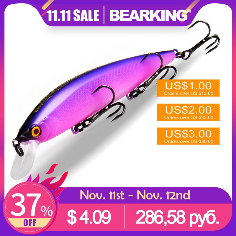 BEARKING 110mm 16g Hot fishing tackle A+ tungsten system fishing lures minnow bait suspending  bait 16colors for choose