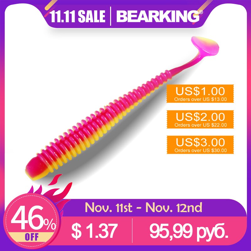 BEARKING  63mm 80mm 97mm  Fishing Lure Soft Lure Shad Silicone Baits Wobblers Swimbait Artificial leurre souple