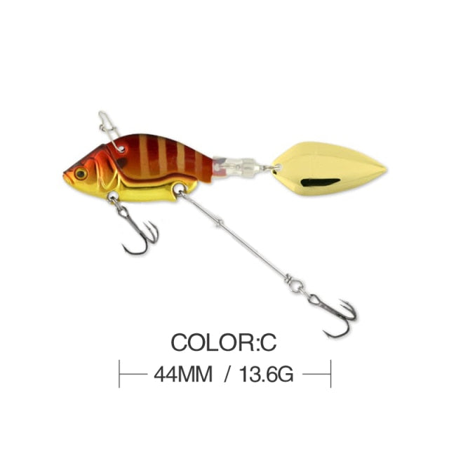 1Pcs Rotating Metal VIB vibration Bait Spinner Spoon Fishing Lures 13.6g 4.4cm Jigs Trout Winter Fishing Hard Baits Tackle Pesca
