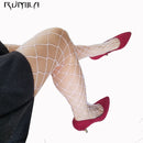 white medium grid SEXY women high waist stocking fishnet club tights panty knitting net pantyhose trouser mesh lingerie TT016