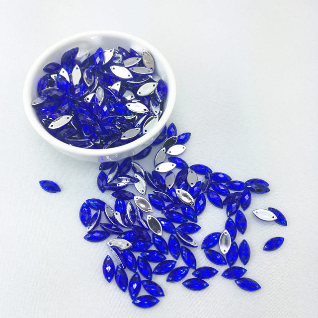 7*15mm Sewing Crystal AB Flatback Rhinestones Sew On Crystals Stones Horse Eye Acrylic Strass For DIY Clothes Crafts 50pc