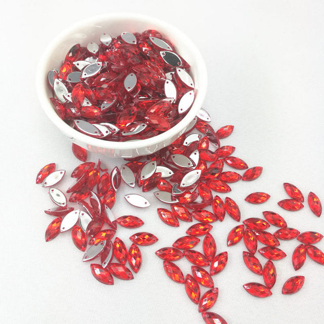 7*15mm Sewing Crystal AB Flatback Rhinestones Sew On Crystals Stones Horse Eye Acrylic Strass For DIY Clothes Crafts 50pc