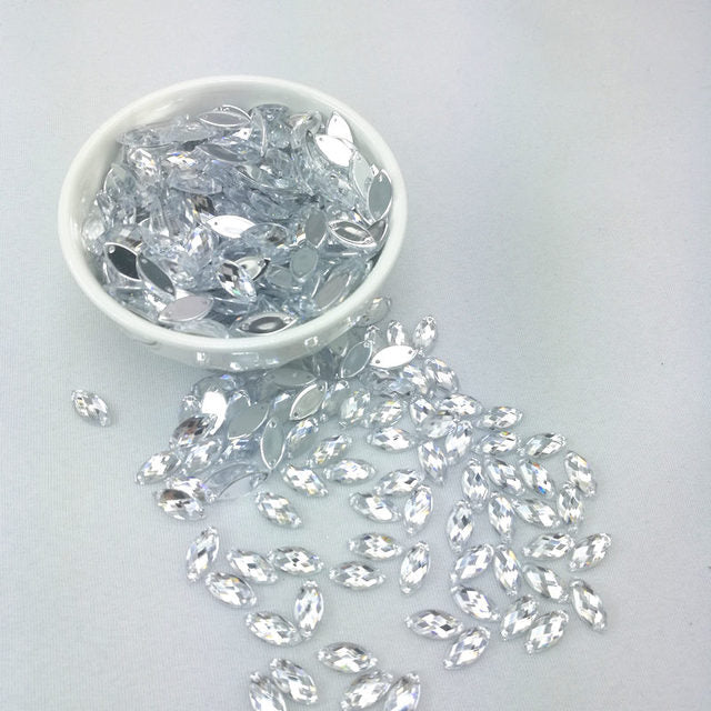 7*15mm Sewing Crystal AB Flatback Rhinestones Sew On Crystals Stones Horse Eye Acrylic Strass For DIY Clothes Crafts 50pc