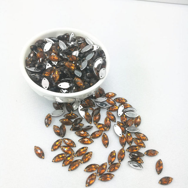 7*15mm Sewing Crystal AB Flatback Rhinestones Sew On Crystals Stones Horse Eye Acrylic Strass For DIY Clothes Crafts 50pc