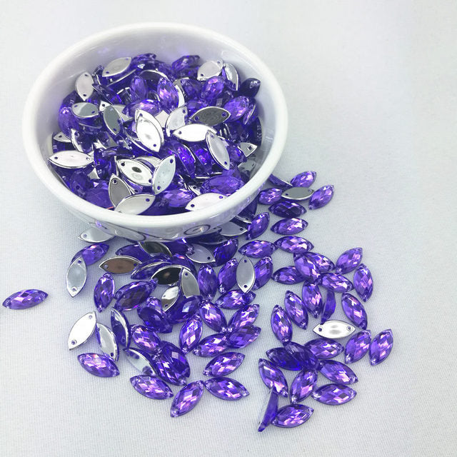 7*15mm Sewing Crystal AB Flatback Rhinestones Sew On Crystals Stones Horse Eye Acrylic Strass For DIY Clothes Crafts 50pc