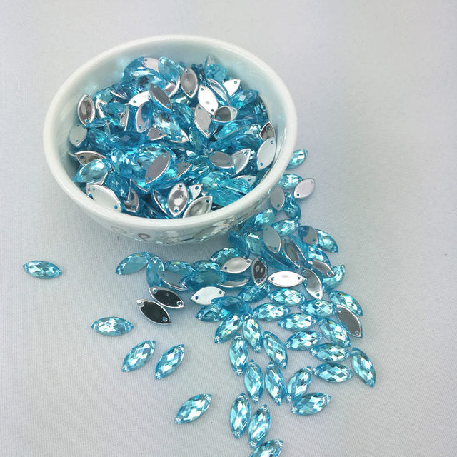 7*15mm Sewing Crystal AB Flatback Rhinestones Sew On Crystals Stones Horse Eye Acrylic Strass For DIY Clothes Crafts 50pc