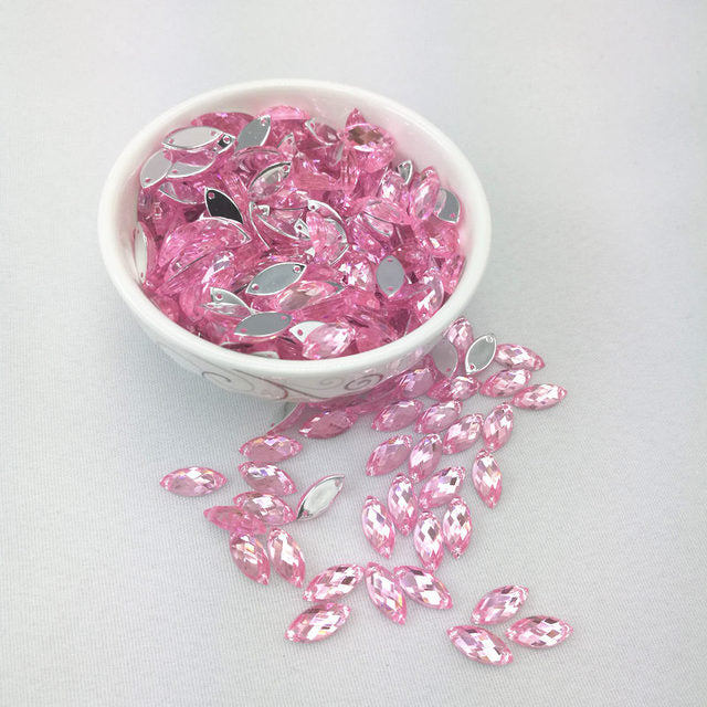 7*15mm Sewing Crystal AB Flatback Rhinestones Sew On Crystals Stones Horse Eye Acrylic Strass For DIY Clothes Crafts 50pc