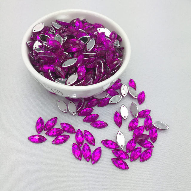 7*15mm Sewing Crystal AB Flatback Rhinestones Sew On Crystals Stones Horse Eye Acrylic Strass For DIY Clothes Crafts 50pc