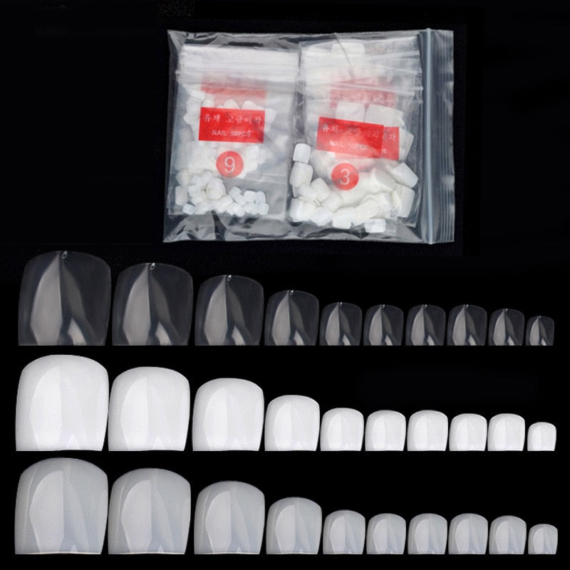 500Pcs False Fake Artificial Toe Nails Tips French Foot Tips Acrylic Professional Nail Art Decor Full Cover Toenails Manicure