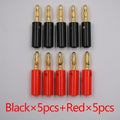 10pcsAudio Speaker Screw Banana Gold Plate Plugs Connectors 4mm IN STOCK FREE SHIPPING Black Red Facotry Online Wholesale Golden