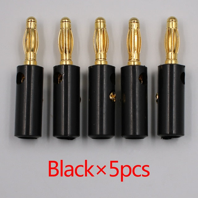 10pcsAudio Speaker Screw Banana Gold Plate Plugs Connectors 4mm IN STOCK FREE SHIPPING Black Red Facotry Online Wholesale Golden