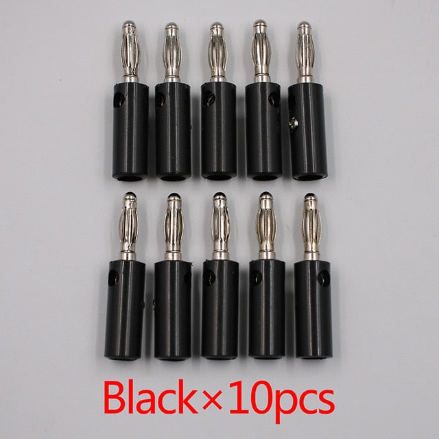 10pcsAudio Speaker Screw Banana Gold Plate Plugs Connectors 4mm IN STOCK FREE SHIPPING Black Red Facotry Online Wholesale Golden