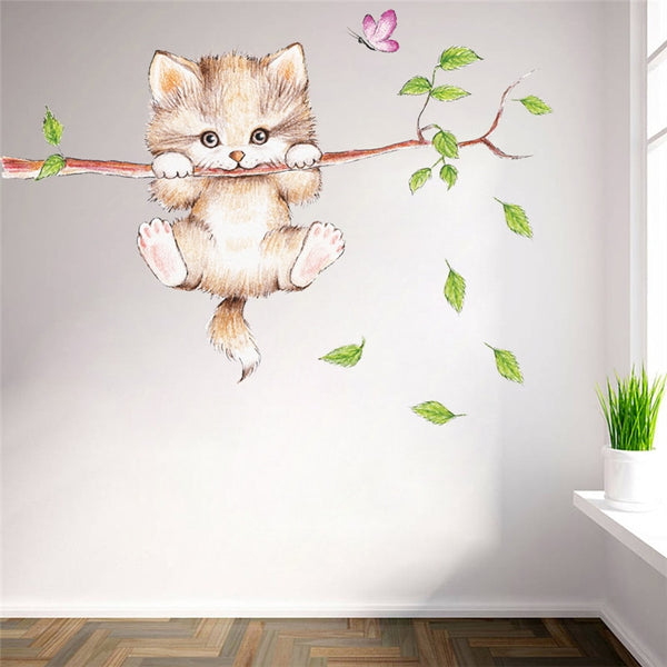 Cute Cat  Tree Branch Wall Stickers