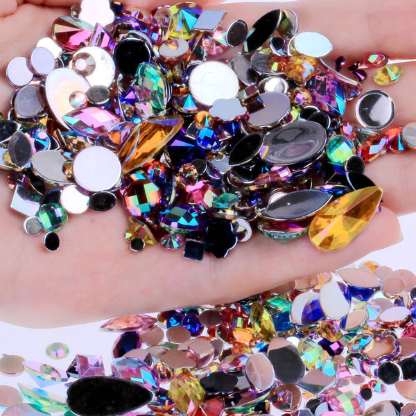 Mixed 300pcs Crystal Clear AB Nail Art Rhinestones DIY Non Hotfix Flatback Acrylic Nail Stones Gems For 3D Nails Art Decorations
