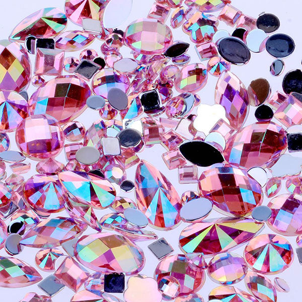 Mixed 300pcs Crystal Clear AB Nail Art Rhinestones DIY Non Hotfix Flatback Acrylic Nail Stones Gems For 3D Nails Art Decorations
