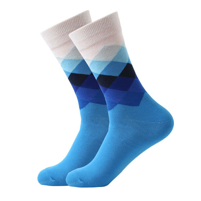 LETSBUY Male Tide Brand men cotton Socks Gradient Color summer Style long wedding sock Men's Knee High Business Socks man sox