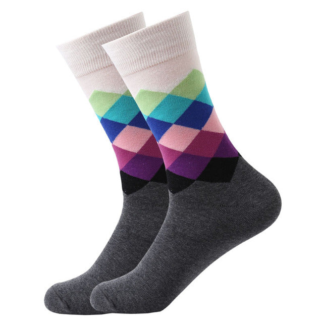 LETSBUY Male Tide Brand men cotton Socks Gradient Color summer Style long wedding sock Men's Knee High Business Socks man sox