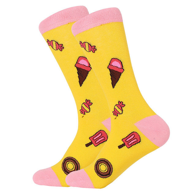 LETSBUY women socks combed cotton harajuku funny creative cartoon animal crew socks lady girls fruit dog bird chili men socks