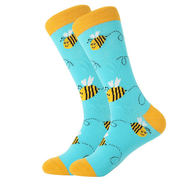 LETSBUY women socks combed cotton harajuku funny creative cartoon animal crew socks lady girls fruit dog bird chili men socks