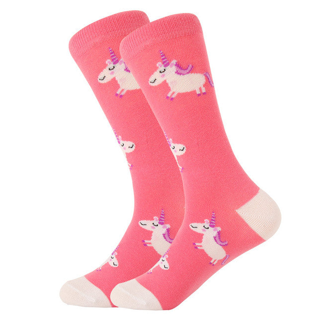 LETSBUY women socks combed cotton harajuku funny creative cartoon animal crew socks lady girls fruit dog bird chili men socks
