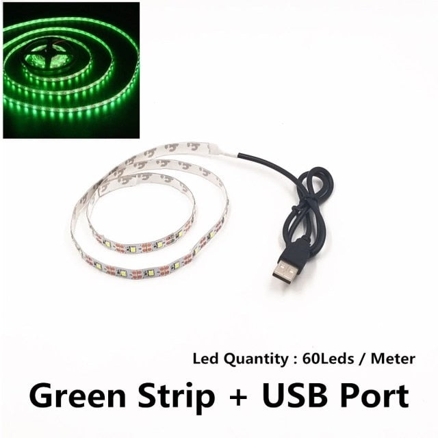 USB LED Strips SMD3528 light 5V adapter string Christmas desk Decor lamp tape For TV Background Lighting 5V 50CM 1M 2M 3M 4M 5M