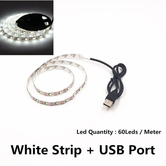 USB LED Strips SMD3528 light 5V adapter string Christmas desk Decor lamp tape For TV Background Lighting 5V 50CM 1M 2M 3M 4M 5M
