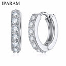 1 Pair Silvering Plated Huggies Earrings Small Round Rhinestones Hoop Earrings Women's Hot Fashion Jewelry Gifts Jewelry Gift
