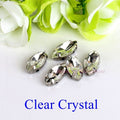 Horse Eye / Leaf Shape Glass Rhinestones With Claw Sew On Crystal Stone Strass Diamond Metal Base Buckle For Clothes