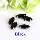 Horse Eye / Leaf Shape Glass Rhinestones With Claw Sew On Crystal Stone Strass Diamond Metal Base Buckle For Clothes