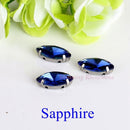 Horse Eye / Leaf Shape Glass Rhinestones With Claw Sew On Crystal Stone Strass Diamond Metal Base Buckle For Clothes