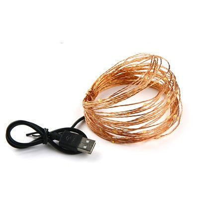 LED Strip 2-10m 20-100 Led Fairy Light String Outdoor Garland Christmas Wedding Party Decoration Battery Operated silver Copper