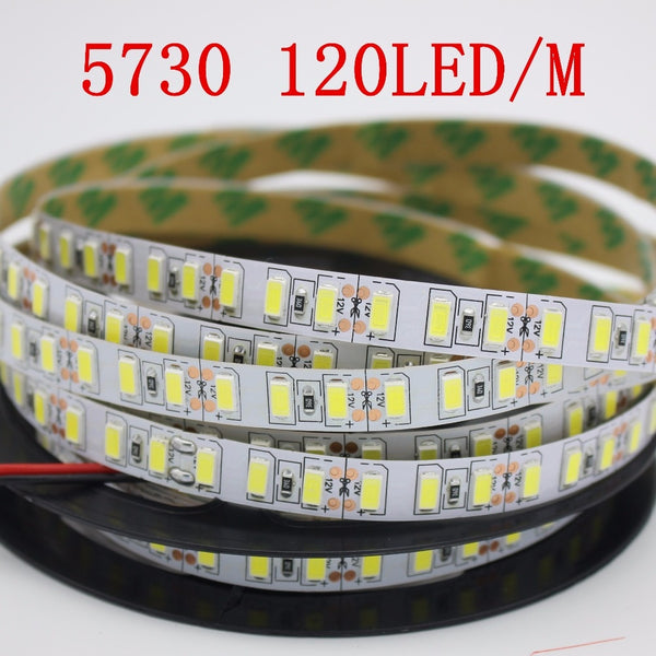 120leds/m 5M led strip SMD 5730 Flexible led tape light SMD 5630  Not waterproof  white /warm white 4000K NWDC12V