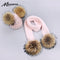 Girl Pompon Hats and Scarves Sets Winter Knitted Warm Nature Fur Pom Pom Hat Scarf Thick Beanies Hats Caps Kids Baby Solid Bones
