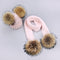 Girl Pompon Hats and Scarves Sets Winter Knitted Warm Nature Fur Pom Pom Hat Scarf Thick Beanies Hats Caps Kids Baby Solid Bones