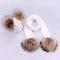 Girl Pompon Hats and Scarves Sets Winter Knitted Warm Nature Fur Pom Pom Hat Scarf Thick Beanies Hats Caps Kids Baby Solid Bones