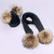 Girl Pompon Hats and Scarves Sets Winter Knitted Warm Nature Fur Pom Pom Hat Scarf Thick Beanies Hats Caps Kids Baby Solid Bones