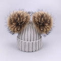 Girl Pompon Hats and Scarves Sets Winter Knitted Warm Nature Fur Pom Pom Hat Scarf Thick Beanies Hats Caps Kids Baby Solid Bones