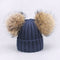 Girl Pompon Hats and Scarves Sets Winter Knitted Warm Nature Fur Pom Pom Hat Scarf Thick Beanies Hats Caps Kids Baby Solid Bones