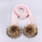 Girl Pompon Hats and Scarves Sets Winter Knitted Warm Nature Fur Pom Pom Hat Scarf Thick Beanies Hats Caps Kids Baby Solid Bones