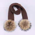 Girl Pompon Hats and Scarves Sets Winter Knitted Warm Nature Fur Pom Pom Hat Scarf Thick Beanies Hats Caps Kids Baby Solid Bones