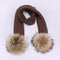 Girl Pompon Hats and Scarves Sets Winter Knitted Warm Nature Fur Pom Pom Hat Scarf Thick Beanies Hats Caps Kids Baby Solid Bones