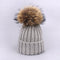 Girl Pompon Hats and Scarves Sets Winter Knitted Warm Nature Fur Pom Pom Hat Scarf Thick Beanies Hats Caps Kids Baby Solid Bones