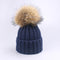 Girl Pompon Hats and Scarves Sets Winter Knitted Warm Nature Fur Pom Pom Hat Scarf Thick Beanies Hats Caps Kids Baby Solid Bones